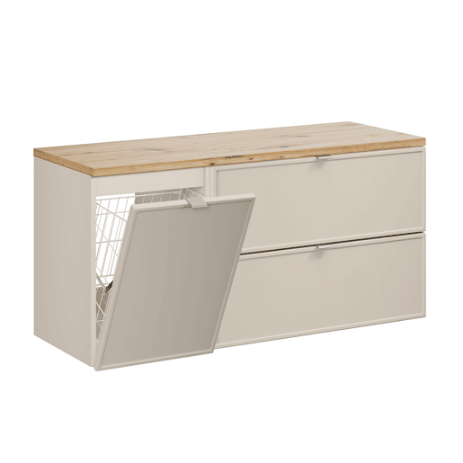 Móvel sob-lavatório 120cm cesto roupa Alba Caxemira