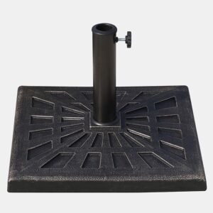 Outsunny Base para Chapéu de Sol Peso 15 kg Base de Chapéu de Sol de Resina para Mastros de Ø3,8 cm y Ø4,8 cm para Varanda Pátio Jardim 47x47x32 cm Preto e Bronze