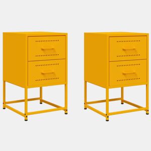 vidaXL Mesas de cabeceira 2 pcs 36x39x60,5 cm aço amarelo mostarda