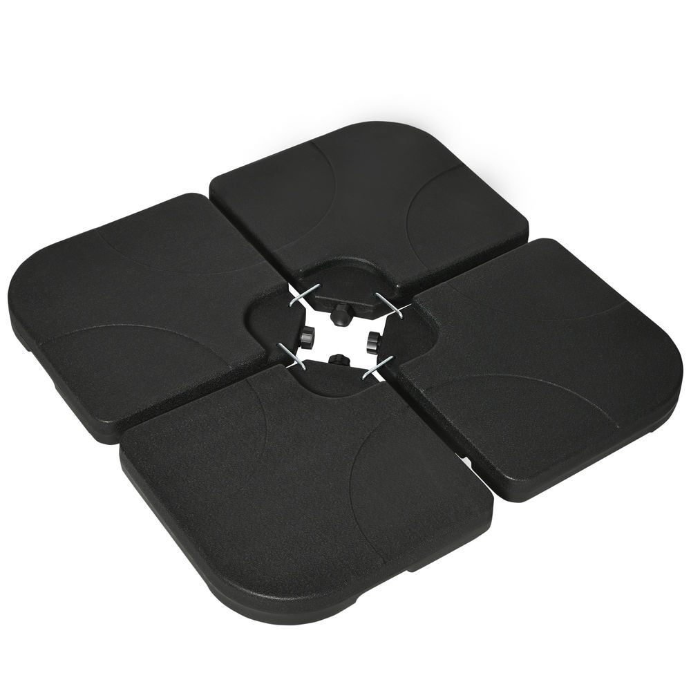 Outsunny peso para base de sombrilla de 4 piezas base para sombrilla excéntrica cuadrado rellenable de agua 15 litro arena 19,5 kg para base cruzada negro