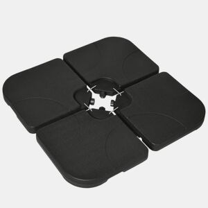 Outsunny Conjunto de Pesos para Base de Chapéu de Sol de 4 Peças Base para Chapéu de Sol Quadrada Preenchível com 15 Litros de Água ou 19,5 kg de Areia para Base Cruzada Preto