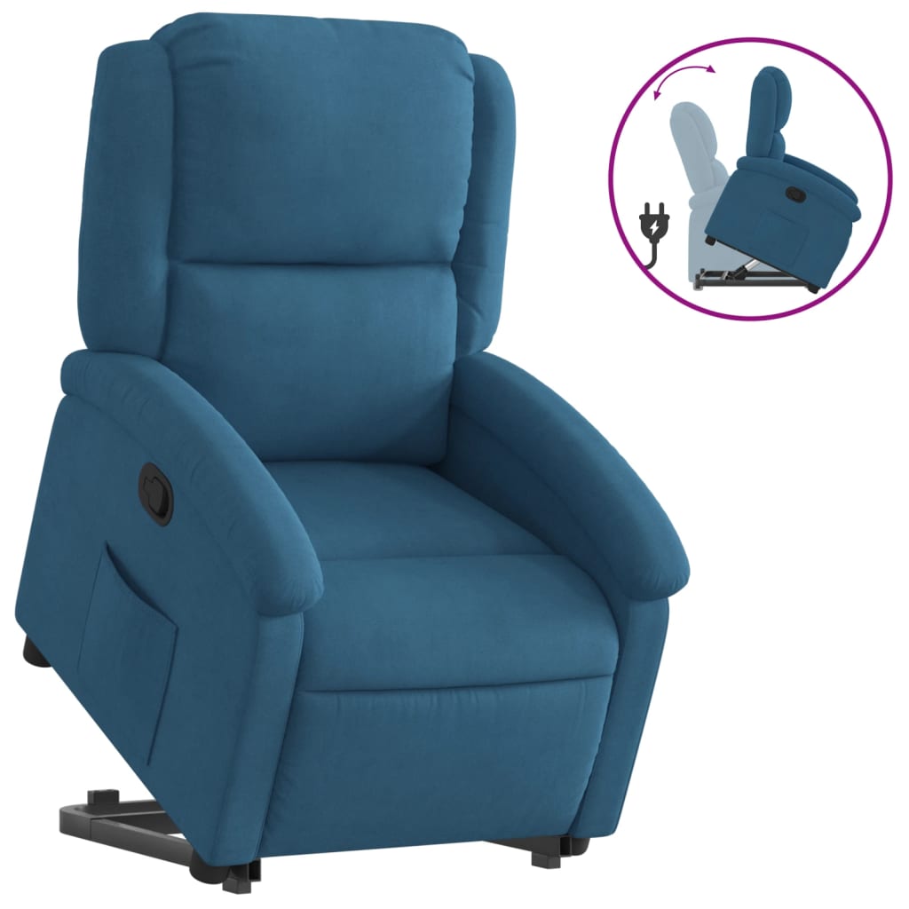 Vidaxl sillón reclinable elevable de terciopelo azul