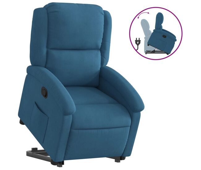 Vidaxl sillón reclinable elevable de terciopelo azul