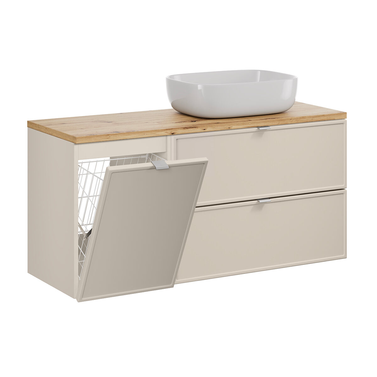 Mueble lavabo individual cesto de ropa Alba