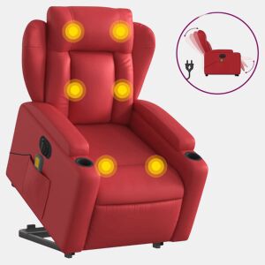 vidaXL Poltrona reclinável elevatória elétrica couro artif. vermelho