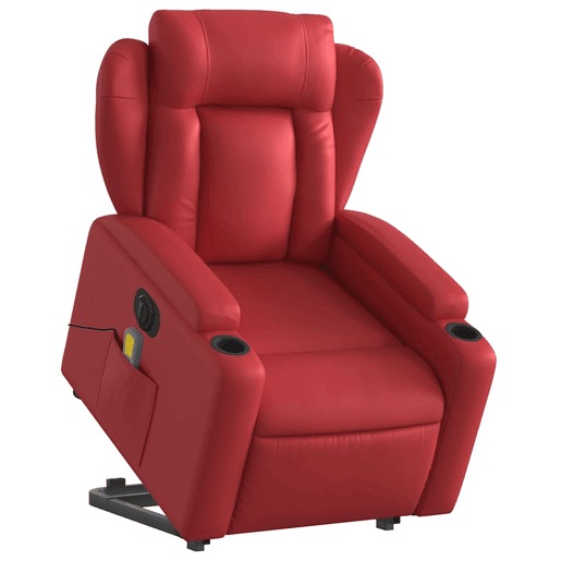 vidaXL Poltrona reclinável elevatória elétrica couro artif. vermelho