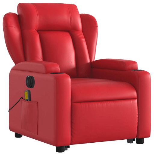vidaXL Poltrona reclinável elevatória elétrica couro artif. vermelho