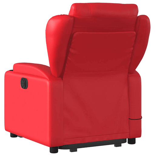vidaXL Poltrona reclinável elevatória elétrica couro artif. vermelho