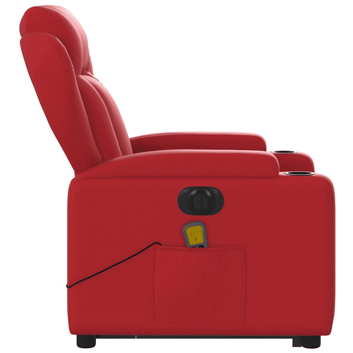 vidaXL Poltrona reclinável elevatória elétrica couro artif. vermelho