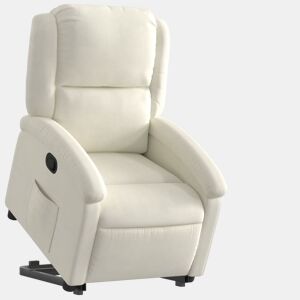 vidaXL Poltrona reclinável elevatória veludo cor creme