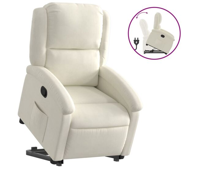 Vidaxl sillón reclinable elevable terciopelo crema