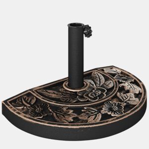 Outsunny Base para Chapéu de Sol Peso 9 kg Base para Chapéu de Sol de Resina em Forma Semicircular para Mastros de Ø3,8 cm e Ø4,8 cm para Varanda Pátio Jardim 50x31x32 cm Bronze