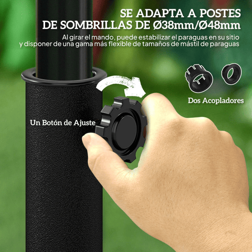 Outsunny Base para Chapéu de Sol Peso 9 kg Base para Chapéu de Sol de Resina em Forma Semicircular para Mastros de Ø3,8 cm e Ø4,8 cm para Varanda Pátio Jardim 50x31x32 cm Bronze