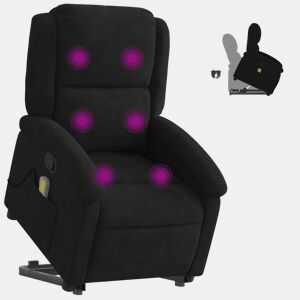 vidaXL Poltrona elevatória de massagens veludo preto