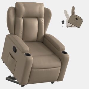 vidaXL Poltrona reclinável elevatória couro artificial cor cappuccino