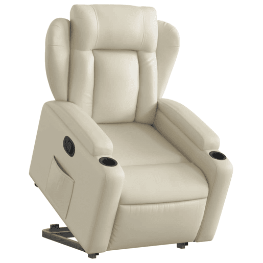 vidaXL Poltrona reclinável elevatória couro artificial cor creme vidaXL Poltrona reclinável elevatória couro artificial cor creme