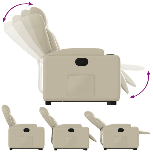 vidaXL Poltrona reclinável elevatória couro artificial cor creme vidaXL Poltrona reclinável elevatória couro artificial cor creme