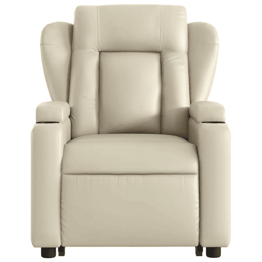 vidaXL Poltrona reclinável elevatória couro artificial cor creme vidaXL Poltrona reclinável elevatória couro artificial cor creme