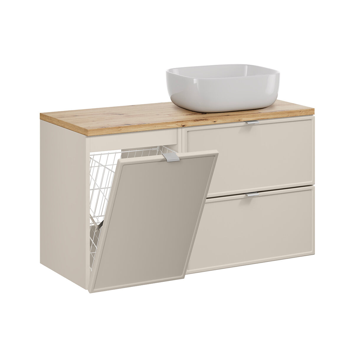 Mueble lavabo individual cesto de ropa Alba