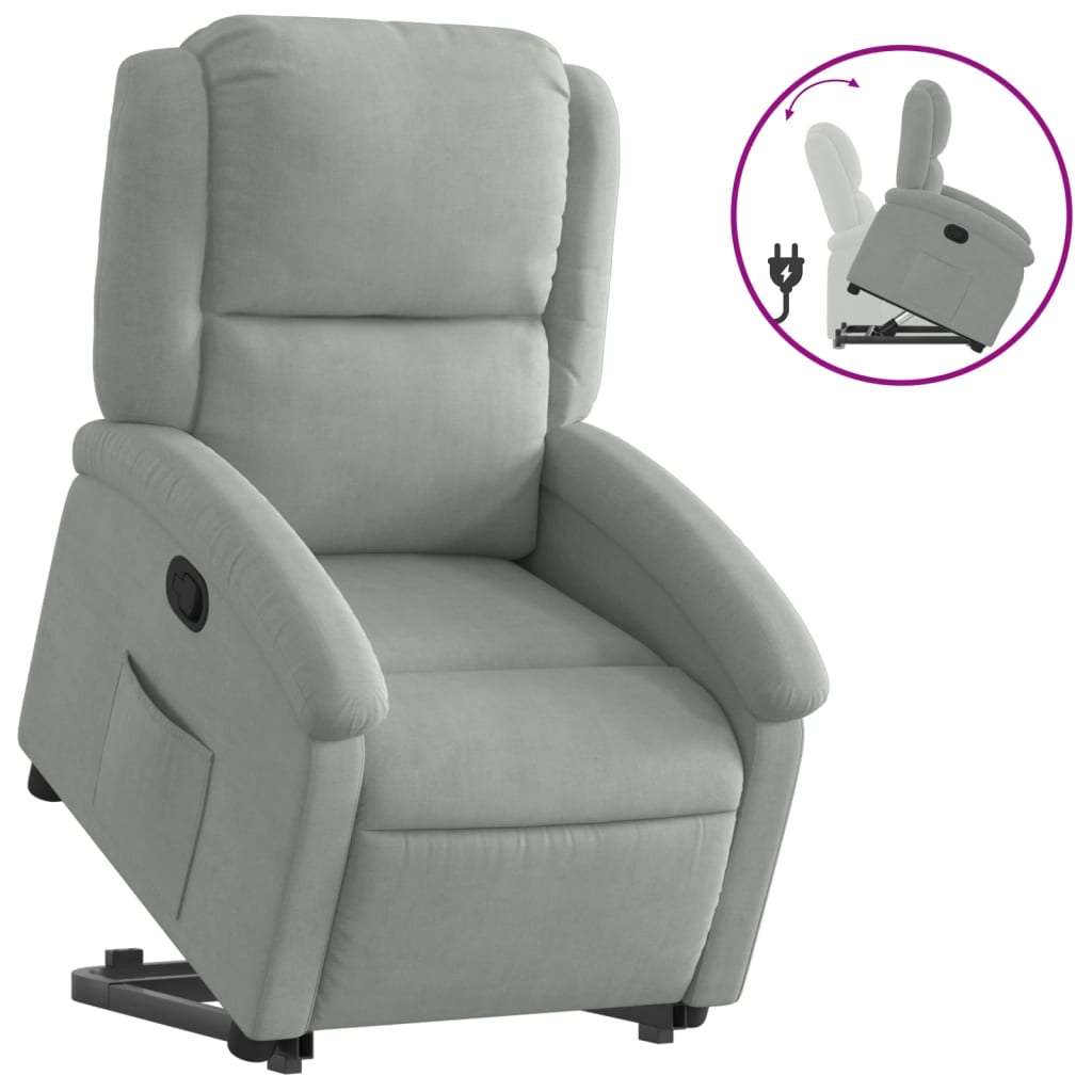 Vidaxl sillón reclinable elevable terciopelo gris claro