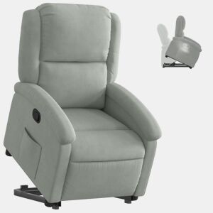 vidaXL Poltrona reclinável elevatória veludo cinza-claro