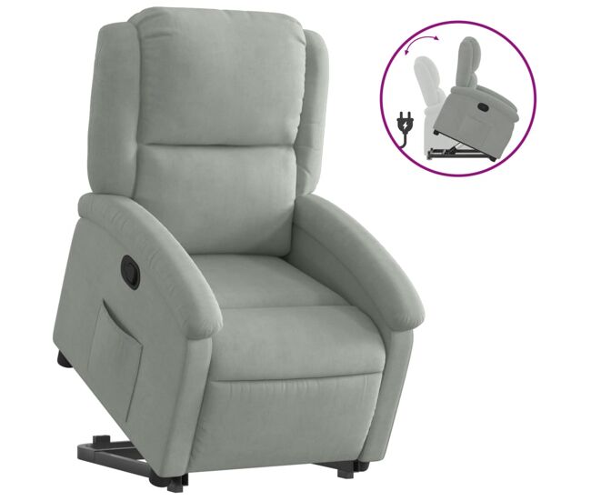 Vidaxl sillón reclinable elevable terciopelo gris claro