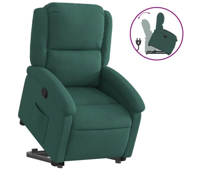 Vidaxl sillón reclinable elevable terciopelo verde oscuro