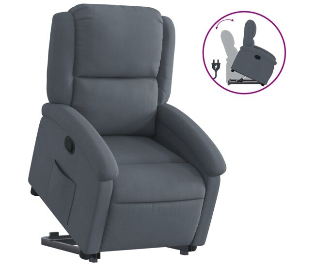 Vidaxl sillón reclinable elevable terciopelo gris oscuro