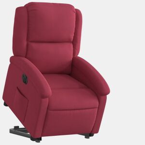 vidaXL Poltrona reclinável elevatória elétrica veludo vermelho-tinto