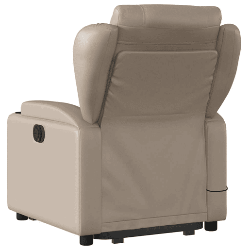 vidaXL Poltrona massagens reclinável elevatória couro art. cappuccino