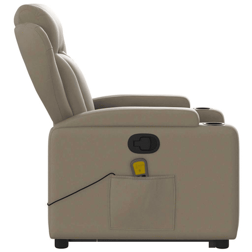 vidaXL Poltrona massagens reclinável elevatória couro art. cappuccino