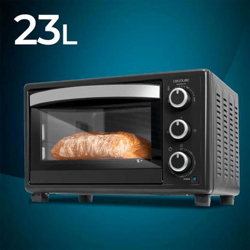 Cecotec Mini-forno elétrico multifunções, 23 litros de capacidade e porta com vidro duplo.