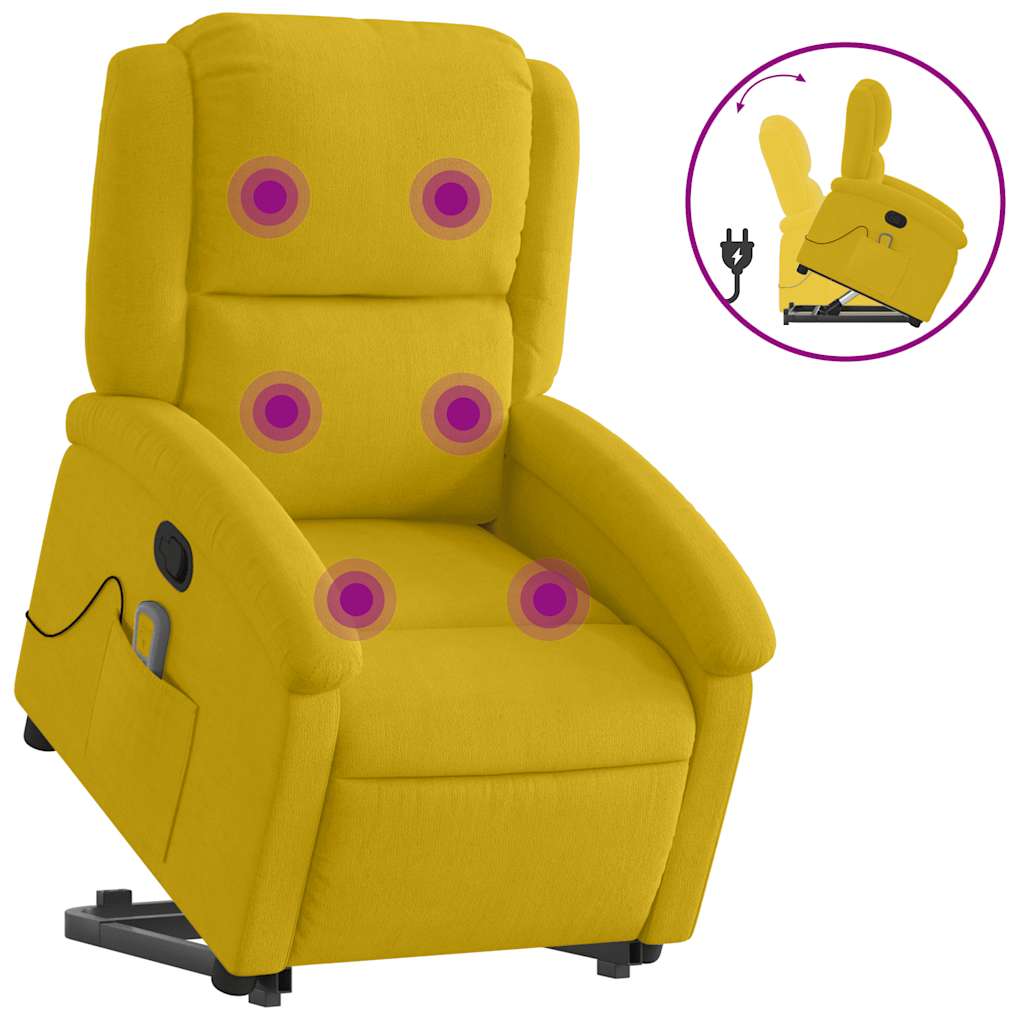 Vidaxl sillón reclinable de masaje elevable terciopelo amarillo