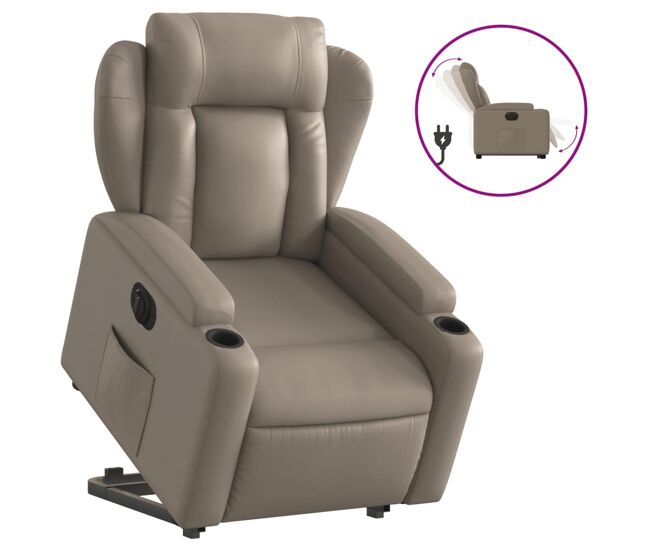 Vidaxl sillón elevable eléctrico cuero artificial capuchino
