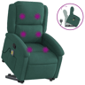 vidaXL Poltrona elevatória de massagens veludo verde-escuro