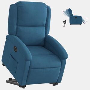 vidaXL Poltrona reclinável elevatória elétrica veludo azul