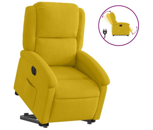 Vidaxl sillón eléctrico reclinable elevable de terciopelo amarillo