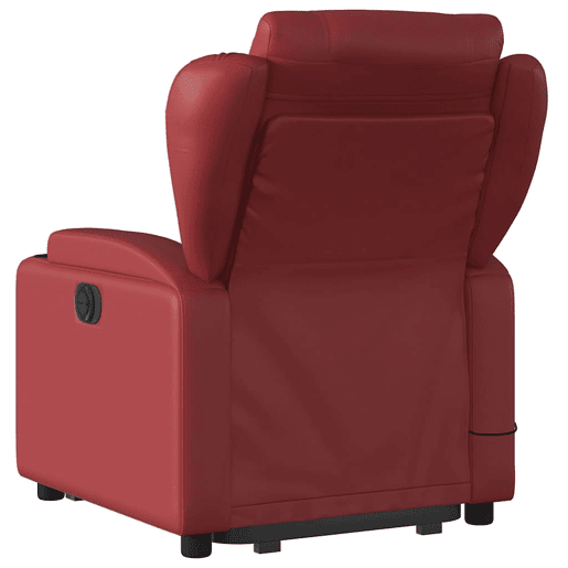 vidaXL Poltrona reclin. elevatória elétrica couro artif vermelho-tinto vidaXL Poltrona reclin. elevatória elétrica couro artif vermelho-tinto