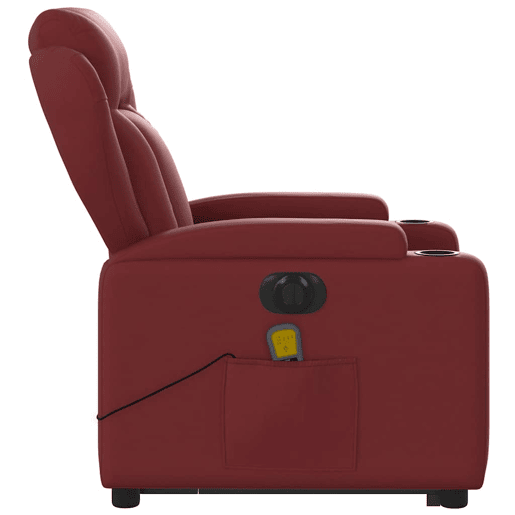 vidaXL Poltrona reclin. elevatória elétrica couro artif vermelho-tinto vidaXL Poltrona reclin. elevatória elétrica couro artif vermelho-tinto