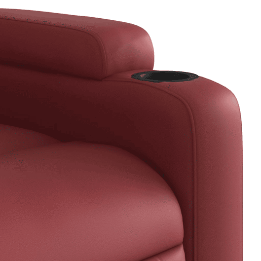 vidaXL Poltrona reclin. elevatória elétrica couro artif vermelho-tinto vidaXL Poltrona reclin. elevatória elétrica couro artif vermelho-tinto