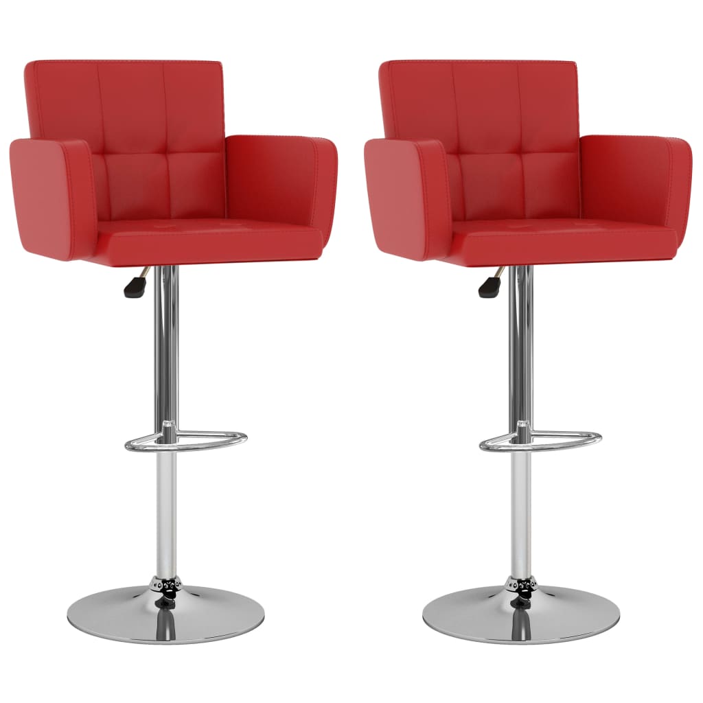 Vidaxl taburetes de cocina 2 unidades cuero sintético rojo