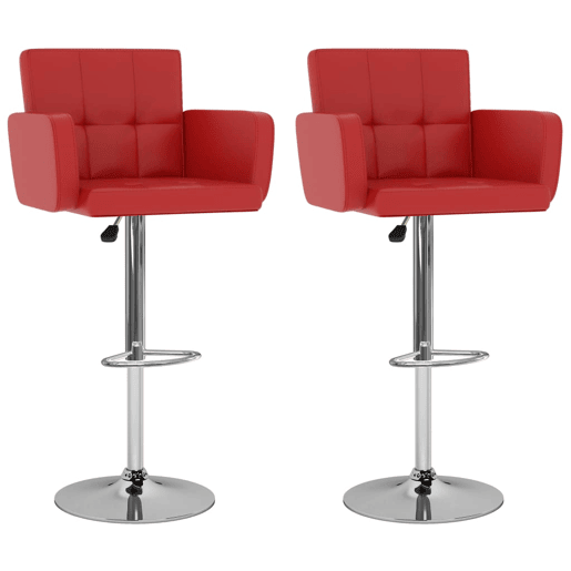 vidaXL Bancos de bar 2 pcs couro artificial vermelho