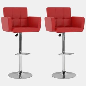 vidaXL Bancos de bar 2 pcs couro artificial vermelho