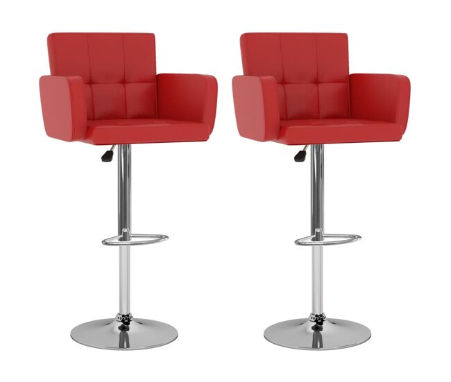 Vidaxl taburetes de cocina 2 unidades cuero sintético rojo