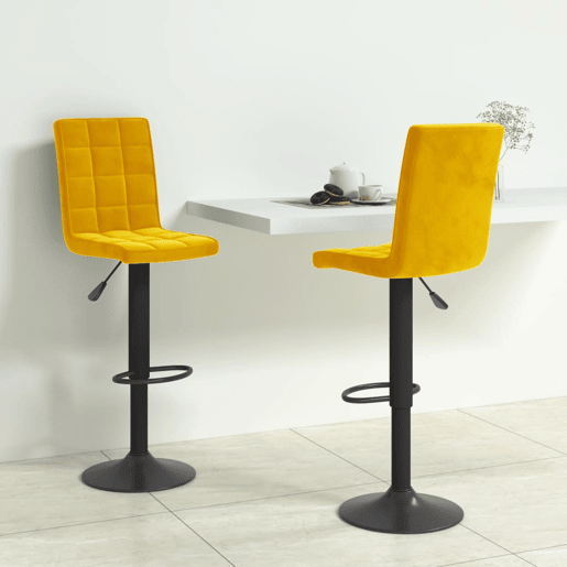 vidaXL Bancos de bar 2 pcs veludo amarelo mostarda vidaXL Bancos de bar 2 pcs veludo amarelo mostarda