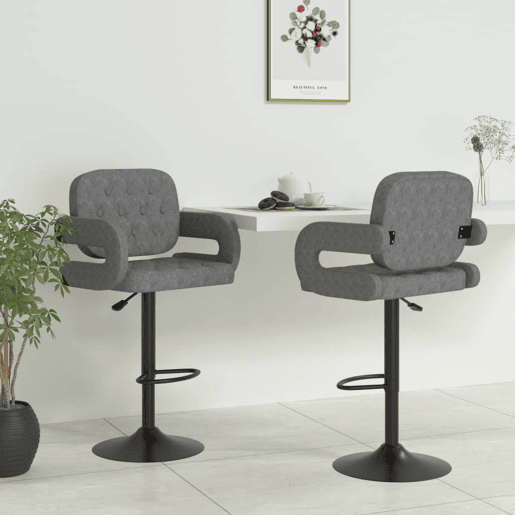 vidaXL Bancos de bar 2 pcs tecido cinzento-claro vidaXL Bancos de bar 2 pcs tecido cinzento-claro