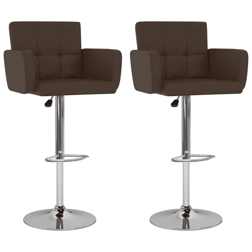 vidaXL Bancos de bar 2 pcs couro artificial castanho vidaXL Bancos de bar 2 pcs couro artificial castanho