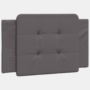 vidaXL Almofadão de cabeceira Zadar 90 cm couro artificial cinzento