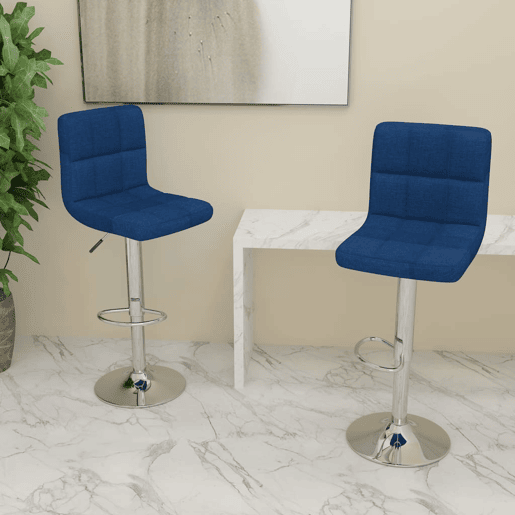 vidaXL Bancos de bar 2 pcs tecido azul