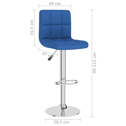 vidaXL Bancos de bar 2 pcs tecido azul